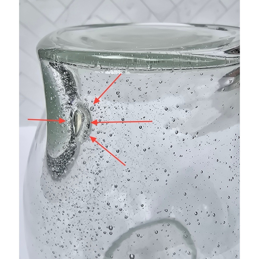 Hand Blown Seeded Bubble Glass Vase Clear 8.5 Inch Heavy Base Floral Decor - Picture 7 of 10